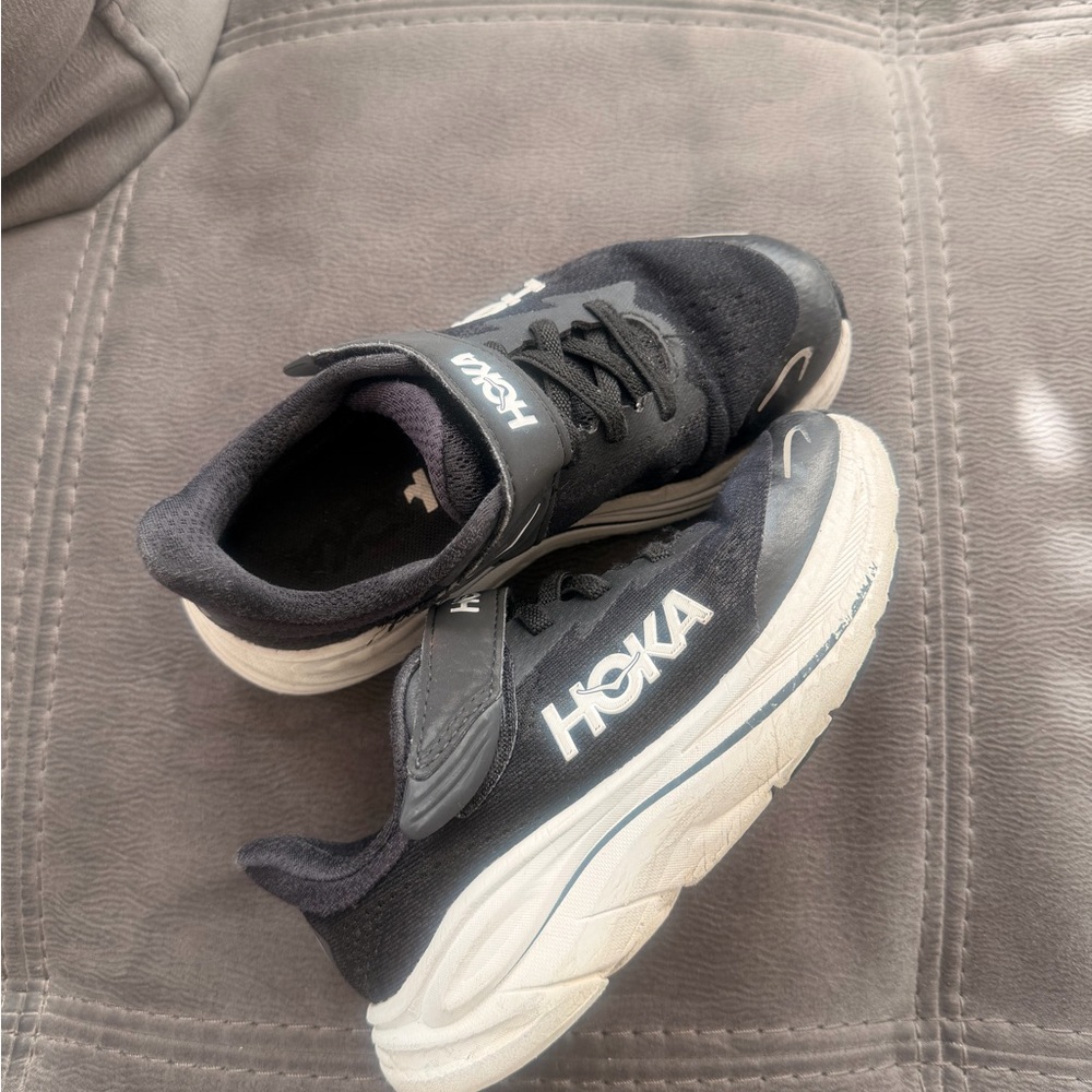 HOKA Clifton 10 Kids Black and White Running Shoes